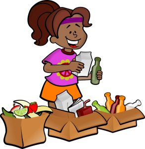 a girl recycling